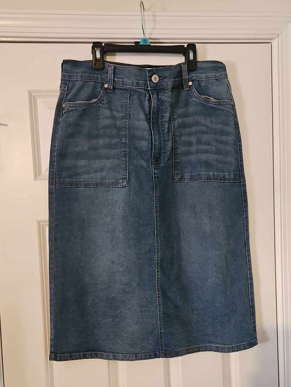 Nine West Blue Denim Jeans Skirt with Contrast Stitching